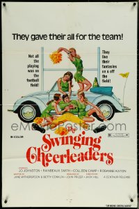 5y1427 SWINGING CHEERLEADERS 1sh 1974 Robert Tanenbaum art of sexy girls & football player!