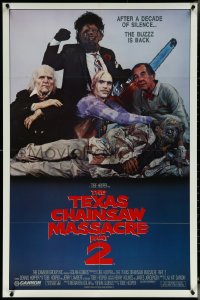 5y1440 TEXAS CHAINSAW MASSACRE PART 2 1sh 1986 Tobe Hooper horror sequel, cool family portrait!