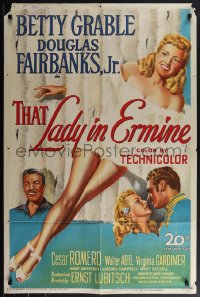 5y1442 THAT LADY IN ERMINE 1sh 1948 Betty Grable naked except for title coat & Douglas Fairbanks Jr.!