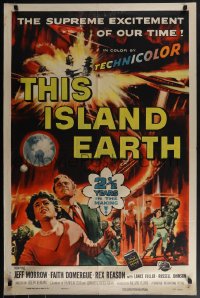 5y1448 THIS ISLAND EARTH 1sh 1955 sci-fi classic, wonderful art with mutants by Reynold Brown!