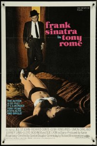 5y1455 TONY ROME 1sh 1967 cool image of Frank Sinatra as private eye + sexy half-naked girl on bed!