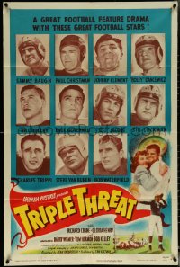 5y1459 TRIPLE THREAT 1sh 1948 portraits of 11 top NFL football greats including Sammy Baugh!