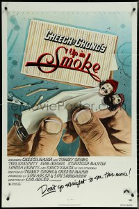 5y1468 UP IN SMOKE recalled 1sh 1978 Cheech & Chong marijuana drug classic, original tagline!