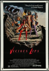 5y1474 VICIOUS LIPS 1sh 1987 Albert Pyun, Dru-Anne Perry, sexy women in space sci-fi art!