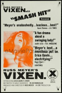 5y1480 VIXEN 23x35 1sh 1968 classic Russ Meyer, is sexy naked Erica Gavin woman or animal?