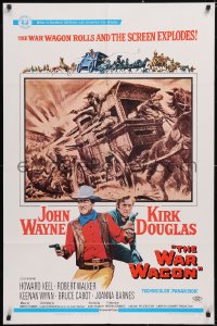 5y1486 WAR WAGON 1sh 1967 crooked cowboys John Wayne & Kirk Douglas, western stagecoach art!