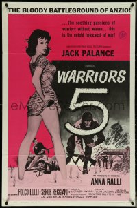 5y1488 WARRIORS FIVE 1sh 1962 Leopoldo Savona, Jack Palance, The incredible Anna Ralli!