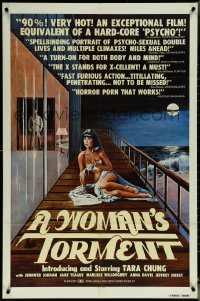 5y1509 WOMAN'S TORMENT 1sh 1977 lesbian sex horror thriller, art of nearly nude Tara Chung!