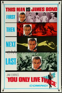 5y1517 YOU ONLY LIVE TWICE teaser 1sh 1967 great multiple images, First, Then, Next, Last!