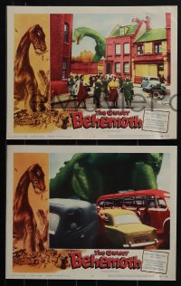 5y0990 GIANT BEHEMOTH 4 LCs 1959 great images of massive dinosaur monster smashing city in three!