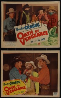 5y0988 OATH OF VENGEANCE 5 LCs 1944 King of Wild West Buster Crabbe, Al Fuzzy St. John, w/title card!