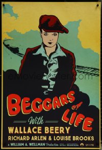 5z0316 BEGGARS OF LIFE 1sh R2017 Wallace Beery, wonderful vintage style artwork of Louise Brooks!