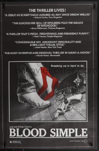 5z0327 BLOOD SIMPLE 24x37 1sh 1984 directed by Joel & Ethan Coen, cool film noir gun artwork!