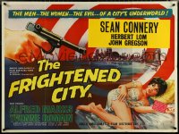 5z0085 FRIGHTENED CITY British quad 1961 different art of gun pointed at sexy Yvonne Romain!