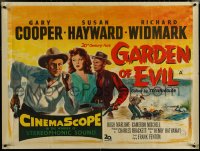 5z0088 GARDEN OF EVIL British quad 1954 art of Gary Cooper, sexy Susan Hayward & Richard Widmark!