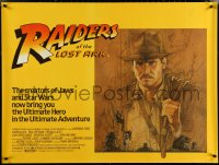 5z0115 RAIDERS OF THE LOST ARK British quad 1981 art of adventurer Harrison Ford by Richard Amsel!