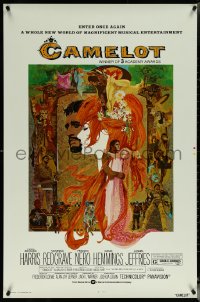 5z0335 CAMELOT 1sh R1973 Bob Peak art of Harris as King Arthur, Vanessa Redgrave as Guenevere!