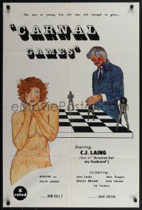 5z0338 CARNAL GAMES 24x36 1sh 1978 C.J. Lang, Sharon Mitchell, Teague, ultra rare red title style!