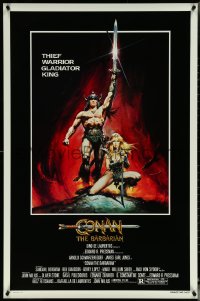 5z0350 CONAN THE BARBARIAN advance 1sh 1982 Arnold Schwarzenegger & sexy Sandahl Bergman by Casaro!