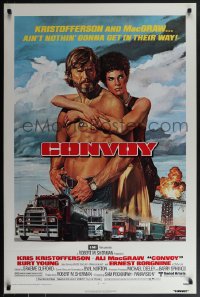 5z0351 CONVOY 1sh 1978 Gadino art of barechested trucker Kris Kristofferson & sexy Ali McGraw!