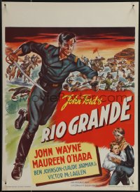 5z0770 RIO GRANDE Dutch 1952 artwork of John Wayne running with sword, directed by John Ford!