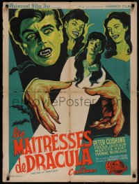 5z0211 BRIDES OF DRACULA French 24x32 1960 Terence Fisher, Hammer, different art by Koutachy!