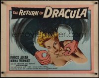 5z0858 RETURN OF DRACULA 1/2sh 1958 art of sexy girl being grabbed by vampire monster!