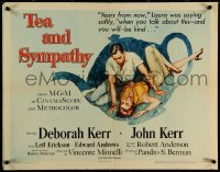 5z0861 TEA & SYMPATHY style A 1/2sh 1956 art of Deborah Kerr & John Kerr by Gale, classic tagline!