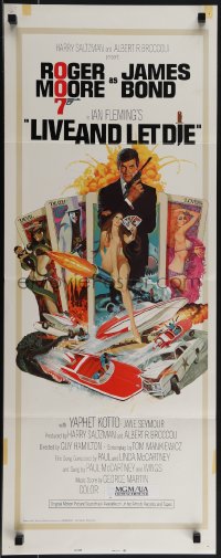 5z0696 LIVE & LET DIE East Hemi insert 1973 art of Roger Moore as James Bond by Robert McGinnis!