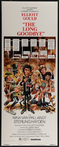 5z0697 LONG GOODBYE style C insert 1973 Elliott Gould as Philip Marlowe, great Jack Davis artwork!