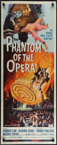 5z0706 PHANTOM OF THE OPERA insert 1962 Hammer horror, Herbert Lom, cool art by Reynold Brown!