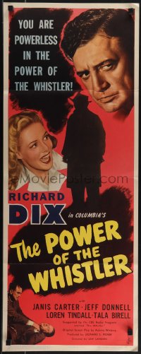 5z0709 POWER OF THE WHISTLER insert 1945 Richard Dix w/pretty Janis Carter will hold you spellbound!