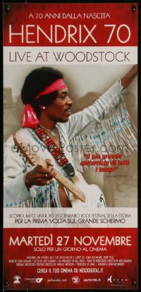 5z0746 HENDRIX 70 LIVE AT WOODSTOCK Italian locandina 2012 cool c/u of Jimi with guitar at concert!