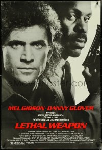 5z0463 LETHAL WEAPON 1sh 1987 great close image of cop partners Mel Gibson & Danny Glover!