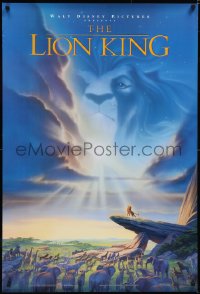 5z0465 LION KING DS 1sh 1994 Disney Africa, John Alvin art of Simba on Pride Rock with Mufasa in sky!