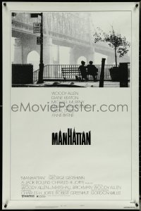 5z0484 MANHATTAN style B 1sh R1980s Woody Allen & Diane Keaton in New York City by bridge!