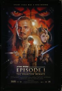 5z0530 PHANTOM MENACE signed style B DS 1sh 1999 by Ray Park, Star Wars Episode I, Drew Struzan art!