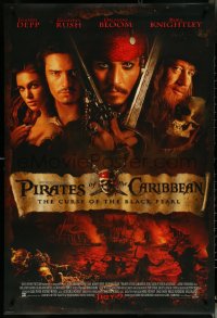 5z0533 PIRATES OF THE CARIBBEAN advance DS 1sh 2003 Geoffrey Rush, Knightley, Johnny Depp & cast!