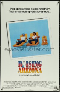 5z0546 RAISING ARIZONA 1sh 1987 Coen Brothers, best art of Nicolas Cage, Holly Hunter & baby!