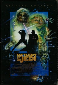 5z0556 RETURN OF THE JEDI style D advance 1sh R1997 George Lucas classic, cool montage art by Drew Struzan!