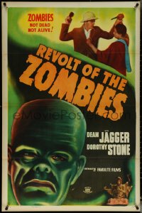 5z0561 REVOLT OF THE ZOMBIES 1sh R1947 cool artwork, they're not dead and they're not alive!