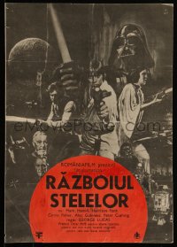 5z0761 STAR WARS 13x19 Romanian 1980 George Lucas sci-fi epic, art by Tom William Chantrell!