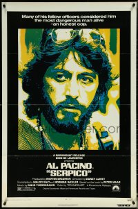 5z0575 SERPICO 1sh 1974 great image of undercover cop Al Pacino, Sidney Lumet crime classic!