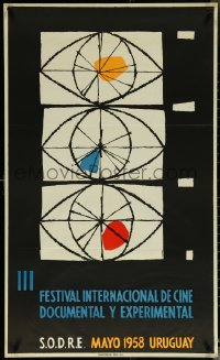 5z0173 III FESTIVAL INTERNACIONAL DE CINE DOCUMENTAL Y EXPERIMENTAL 24x39 Uruguayan poster 1958