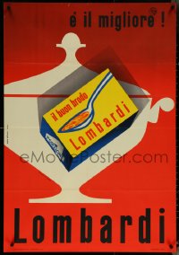 5z0201 LOMBARDI 27x39 Italian advertising poster 1954 Lombardi broth mix and a soup bowl, rare!