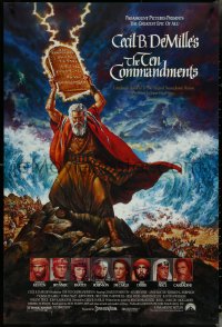 5z0620 TEN COMMANDMENTS 1sh R1989 DeMille classic, Ezra Tucker art of Charlton Heston with tablets!