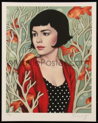 6a1186 AMELIE signed #27/40 11x14 art print 2015 by Sarah Joncas, close-up art of Tautou!