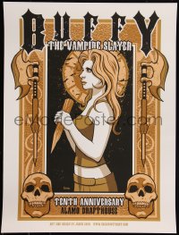 6a0861 BUFFY THE VAMPIRE SLAYER 18x24 art print 2007 Mondo, art by Jason Goad, white edition, Alamo!