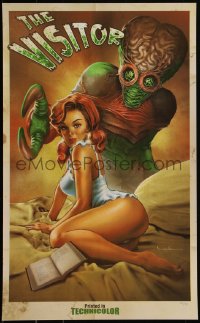 6a1115 CARLOS VALENZUELA #40/77 16x26 art print 2013 Visitor, sexy pinup-style art & brainy alien!