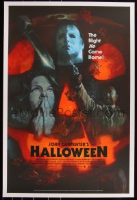 6a0340 HALLOWEEN #174/250 24x36 art print 2021 Michael Myers art and cast by Hugh Fleming!